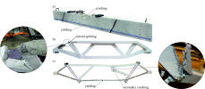 Concrete failure of a conventional reinforced concrete member, in the node of a framework and of the concrete strut